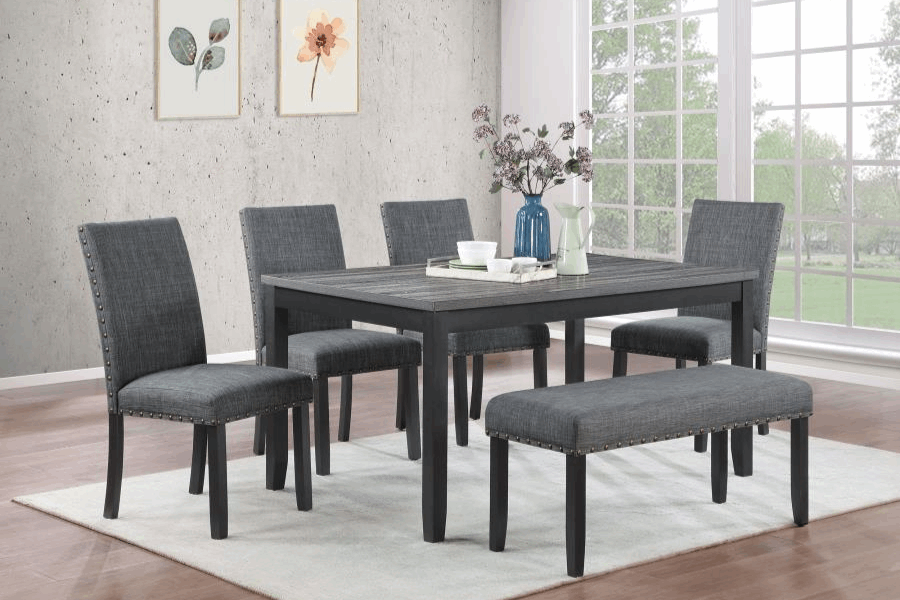 Barlow 6-piece Rectangular Dining Table Set Grey and Black 150366