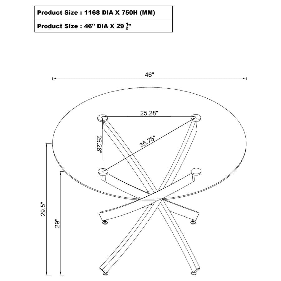 Beckham 5-piece Round Glass Top Dining Set Chrome and White
