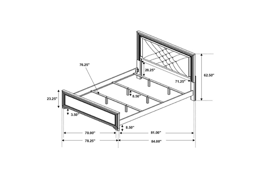 Juego de dormitorio Penélope de 5 piezas con cama tamaño king en color Midnight Star 223571KE-S5