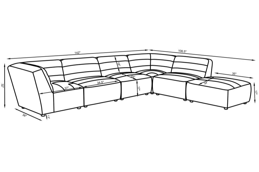 Sofá modular seccional tapizado Sunny de 6 piezas en color natural 551621-SET