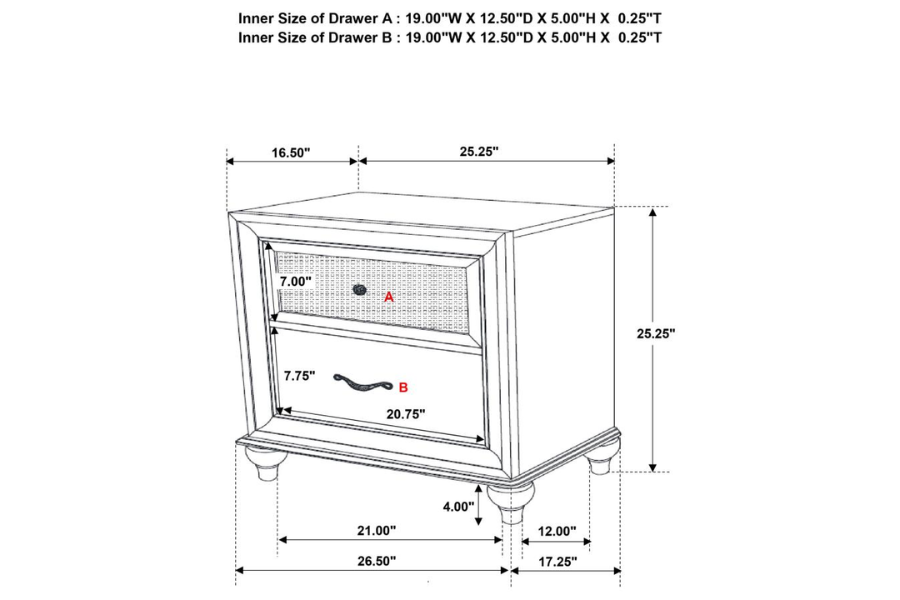 Juego de dormitorio Barzini de 4 piezas tamaño queen en color blanco 300843Q-S4