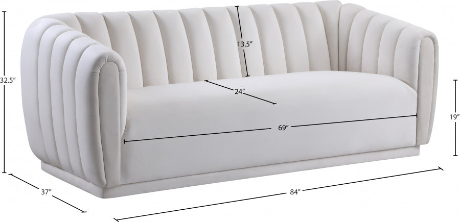 Dixie Velvet Sofa SKU: 674Cream-S