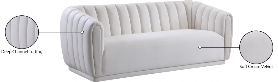 Dixie Velvet Sofa SKU: 674Cream-S