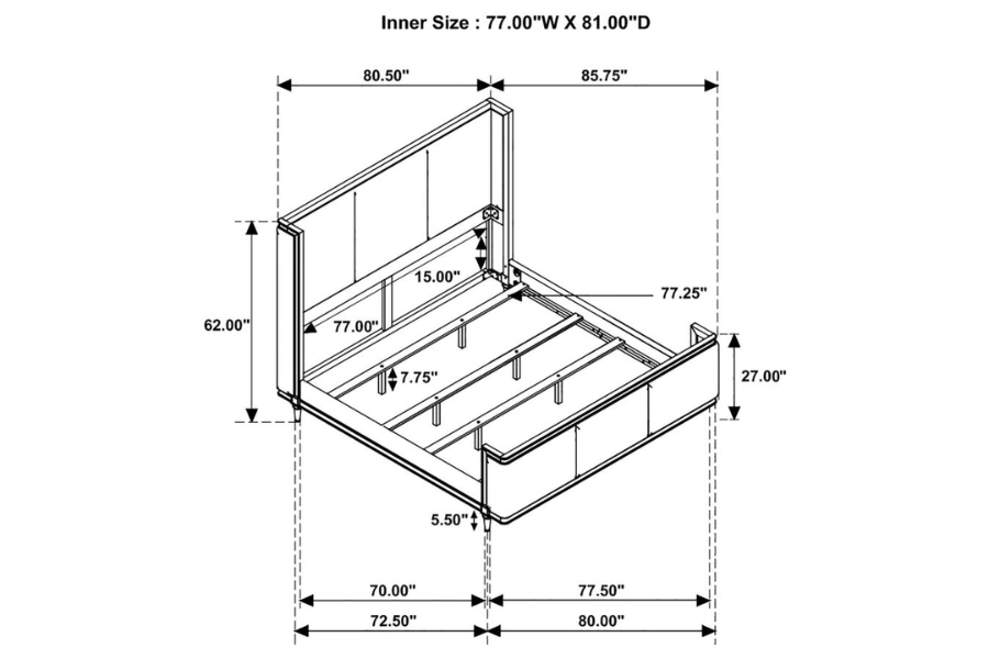 Juego de dormitorio de 5 piezas Alderwood Eastern King en gris francés 223121KE-S5