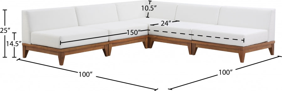 Rio Outdoor Off White Waterproof Modular Sectional SKU: 389White-Sec5B