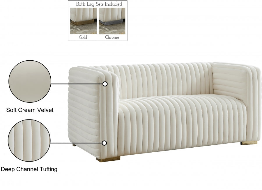 Ravish Velvet Loveseat SKU: 640Cream-L