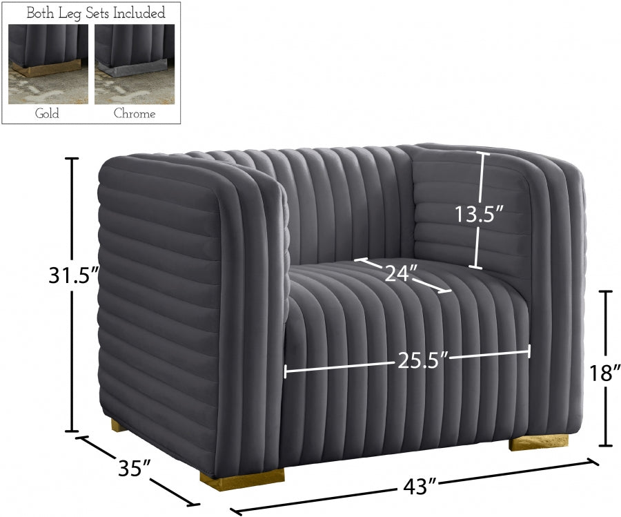 Ravish Velvet Chair SKU: 640Grey-C