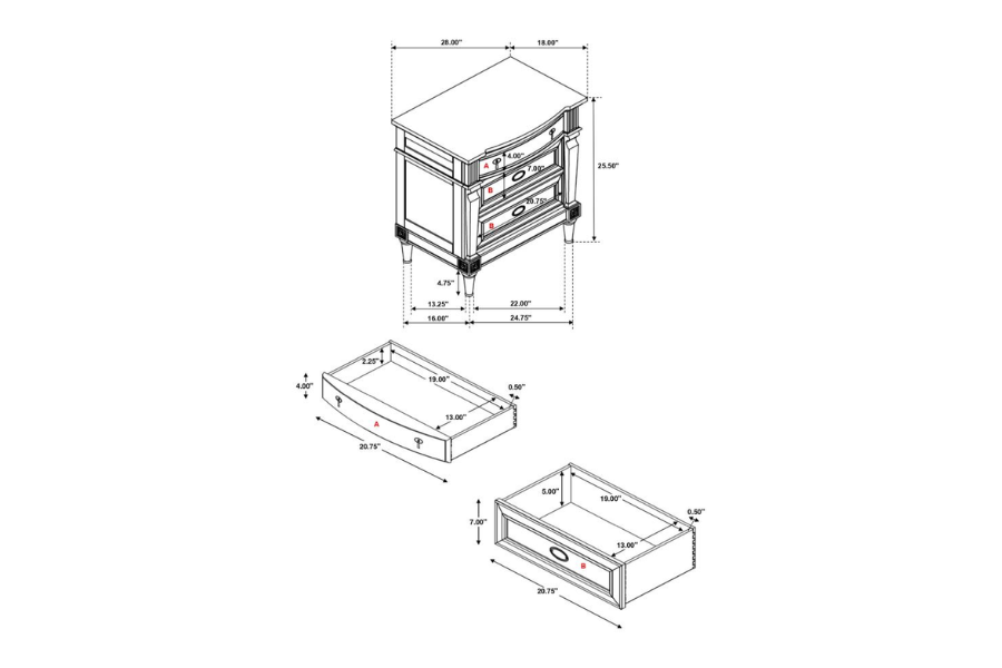 Juego de dormitorio de 5 piezas Alderwood Eastern King en gris francés 223121KE-S5