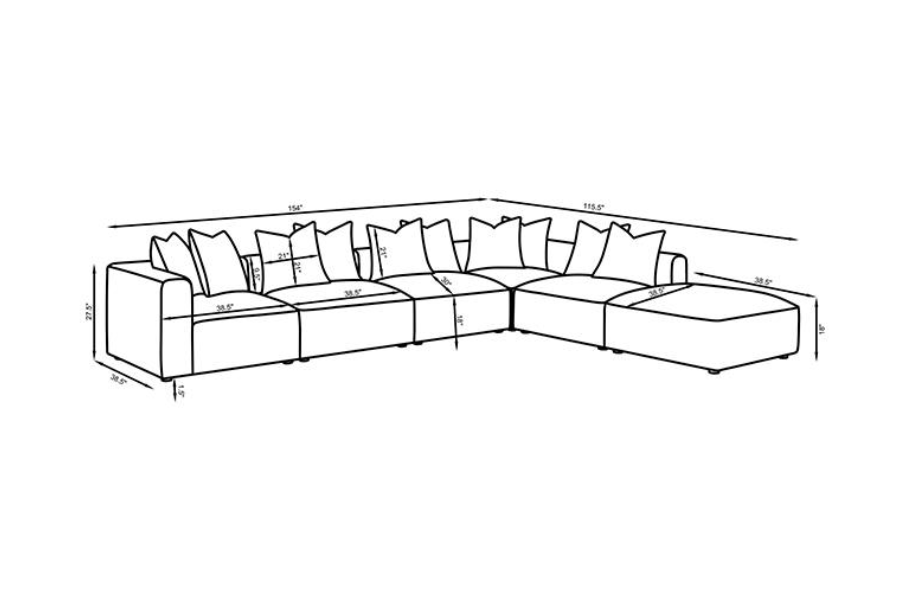 Seccional modular tapizado Jennifer de 6 piezas gris 551594-SET