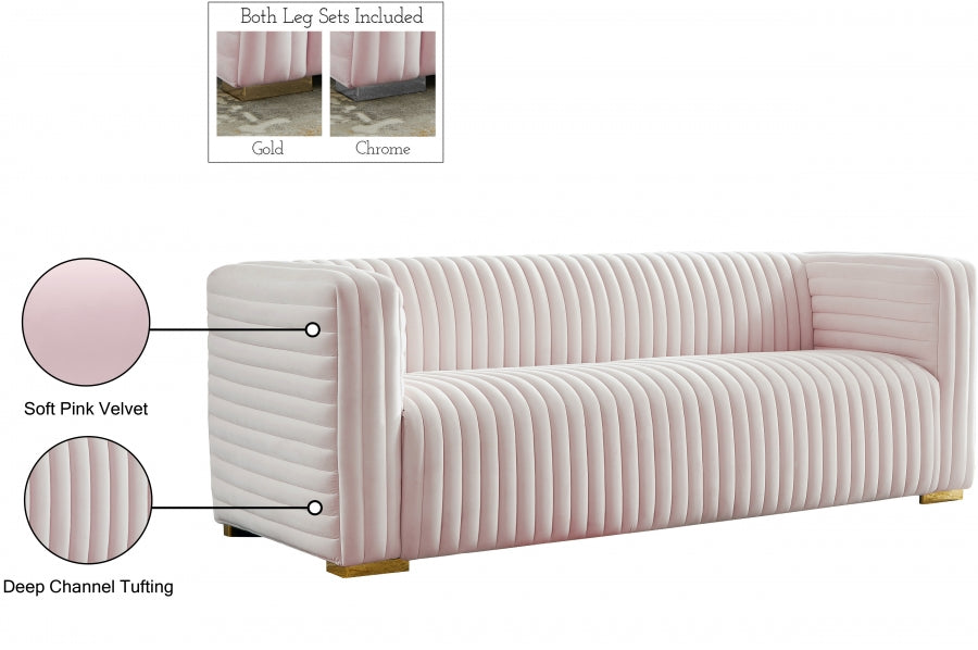 Ravish Velvet Sofa SKU: 640Pink-S
