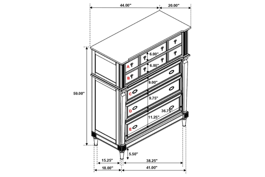 Juego de dormitorio de 5 piezas Alderwood Eastern King en gris francés 223121KE-S5