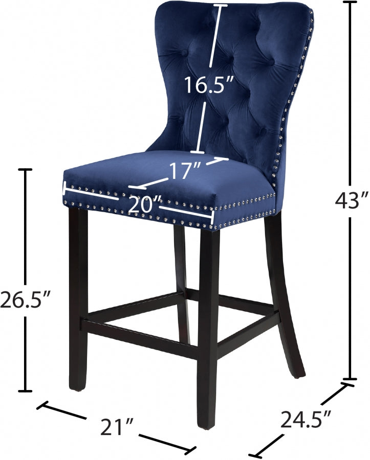 Nikki Velvet Counter Stool SKU: 741Navy-C