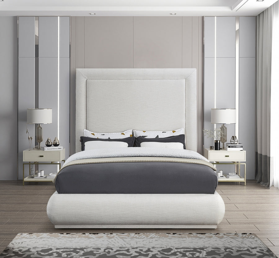 Brooke Linen Textured Fabric Bed SKU: BrookeCream-Q