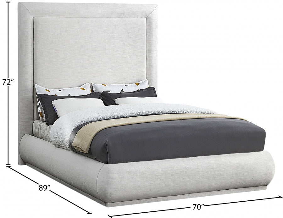 Brooke Linen Textured Fabric Bed SKU: BrookeCream-Q