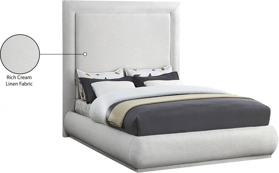 Brooke Linen Textured Fabric Bed SKU: BrookeCream-Q