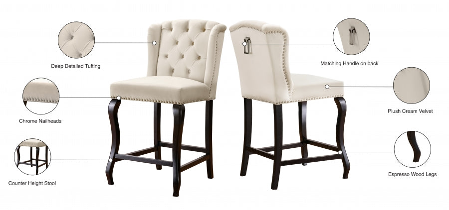 Suri Velvet Counter Stool SKU: 773Cream-C