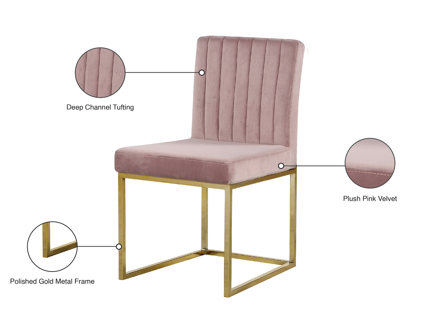 Giselle Velvet Dining Chair SKU: 778Pink-C