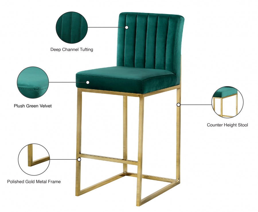 Giselle Velvet Counter Stool SKU: 781Green-C