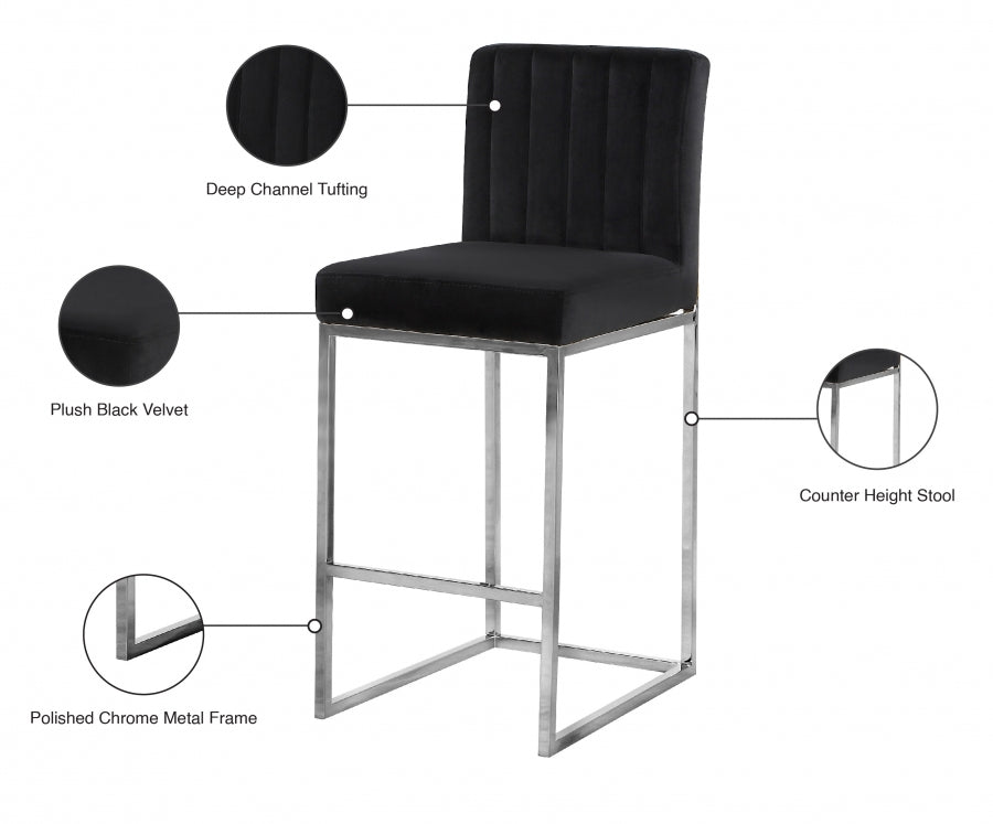 Giselle Velvet Counter Stool SKU: 782Black-C