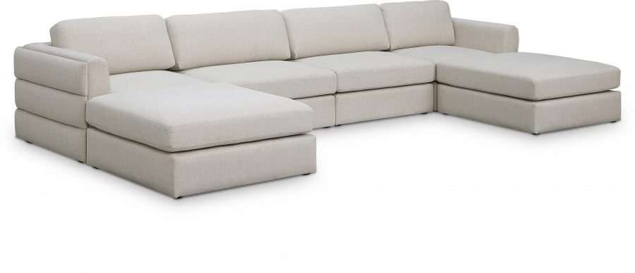 Beckham Linen Textured Modular Sectional SKU: 681Beige-Sec6C