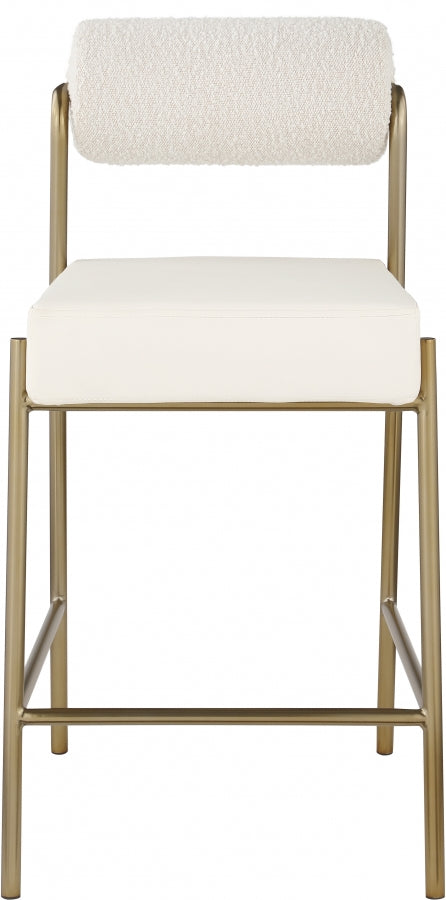 Carly Boucle Fabric & Faux Leather Counter Stool SKU: 587Cream-C