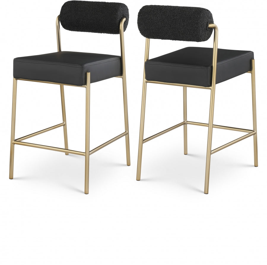Carly Boucle Fabric & Faux Leather Counter Stool SKU: 587Cream-C