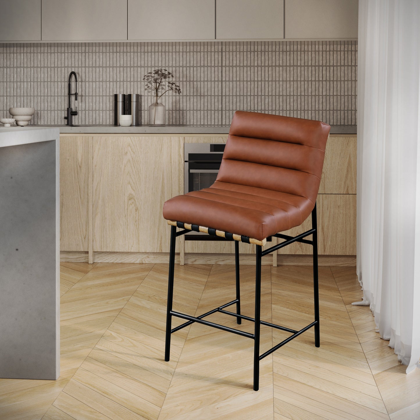 Burke Faux Leather Counter Stool SKU: 857Black-C