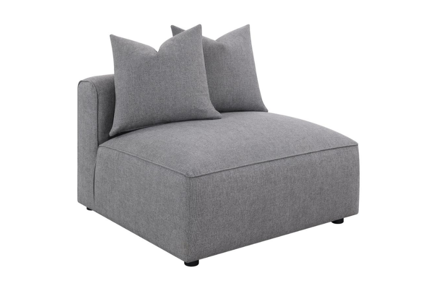 Sillón tapizado sin brazos Jennifer gris 551594