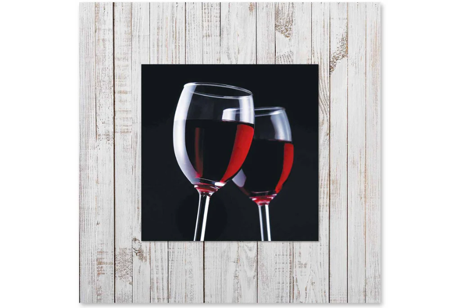 ZYPHO Two Glasses of Wine with Background Miniature Fine Wall Art TG