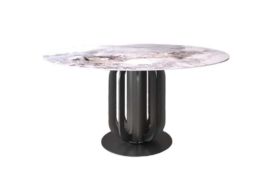 SABRINA | WHITE-GOLD MARBLED CERAMIC TABLE CB-MX2133-53GLDMAR
