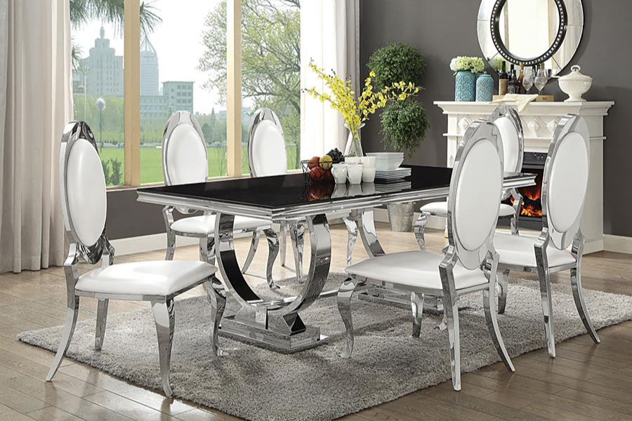 Antoine 5-piece Rectangular Glass Top Dining Set Chrome 107871-S5