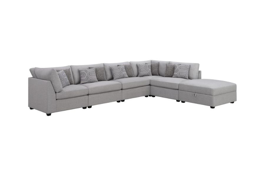 Sofá modular seccional tapizado Cambria de 6 piezas en gris 551511-SET