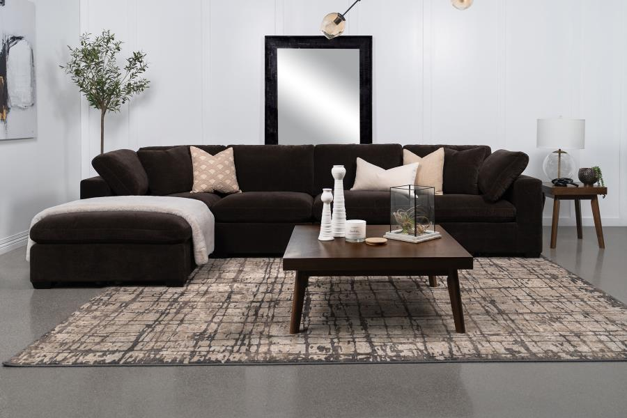 Seccional modular tapizado de 6 piezas Lakeview en color chocolate 551464-SETA