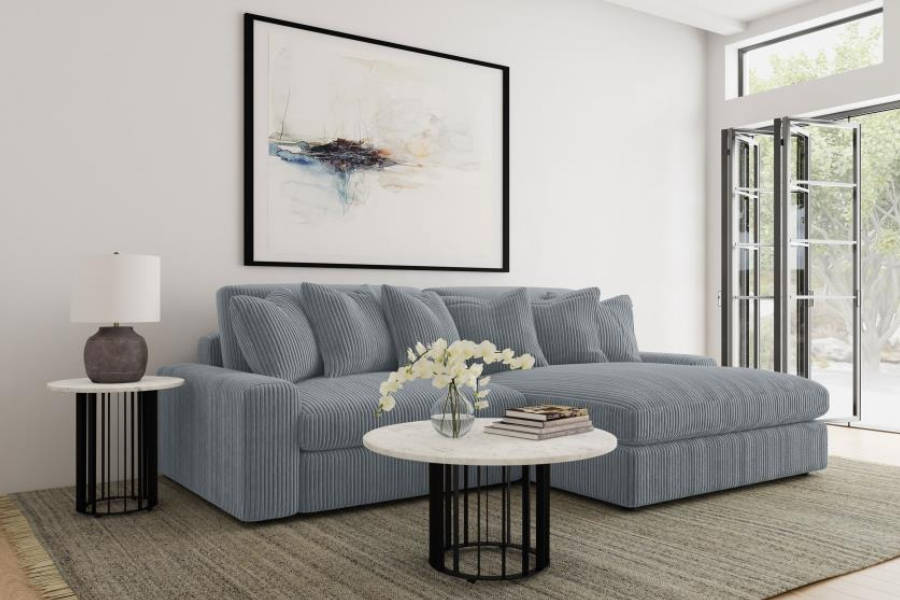 Sofá chaise longue reversible tapizado Blaine en color arena 509899