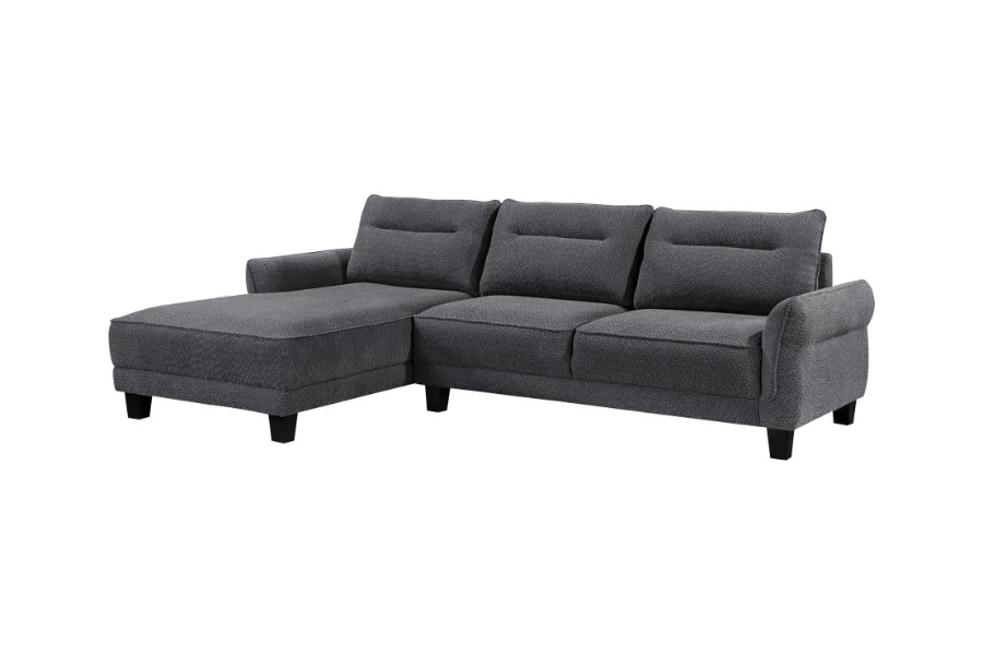 Sofá chaise longue con brazos curvos tapizado en gris Caspian 509540