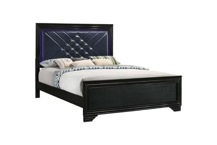 Cama Queen con paneles LED Penelope Wood Midnight Star 223571Q