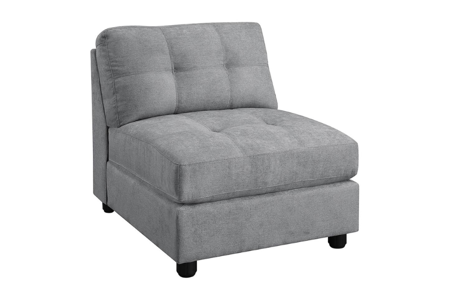 Sillón sin brazos con respaldo acolchado y capitoné Claude Dove 551004