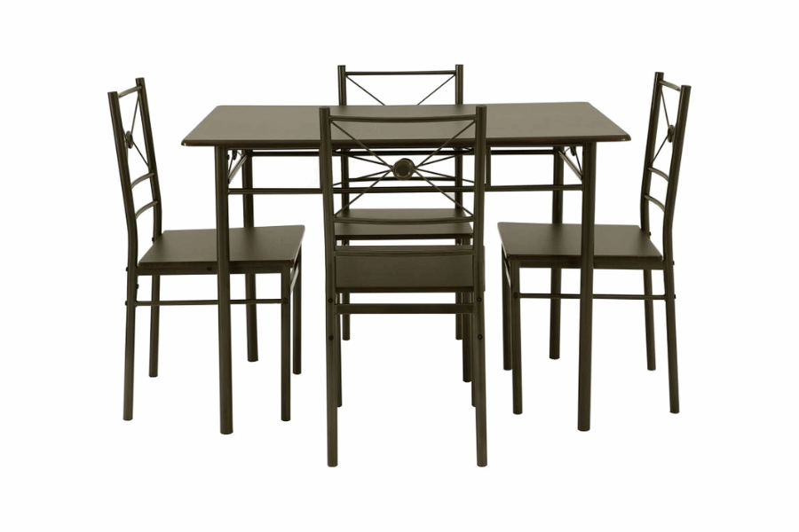 Anna 5-piece Rectangular Dining Table Set Dark Bronze 100033