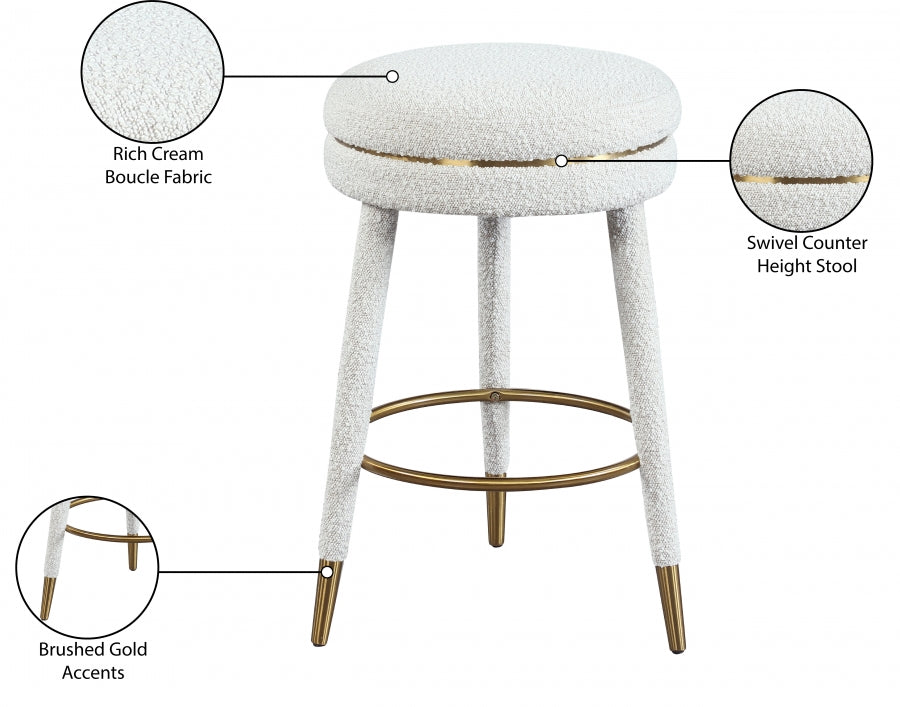 Coral Boucle Fabric Counter Stool SKU: 723Cream