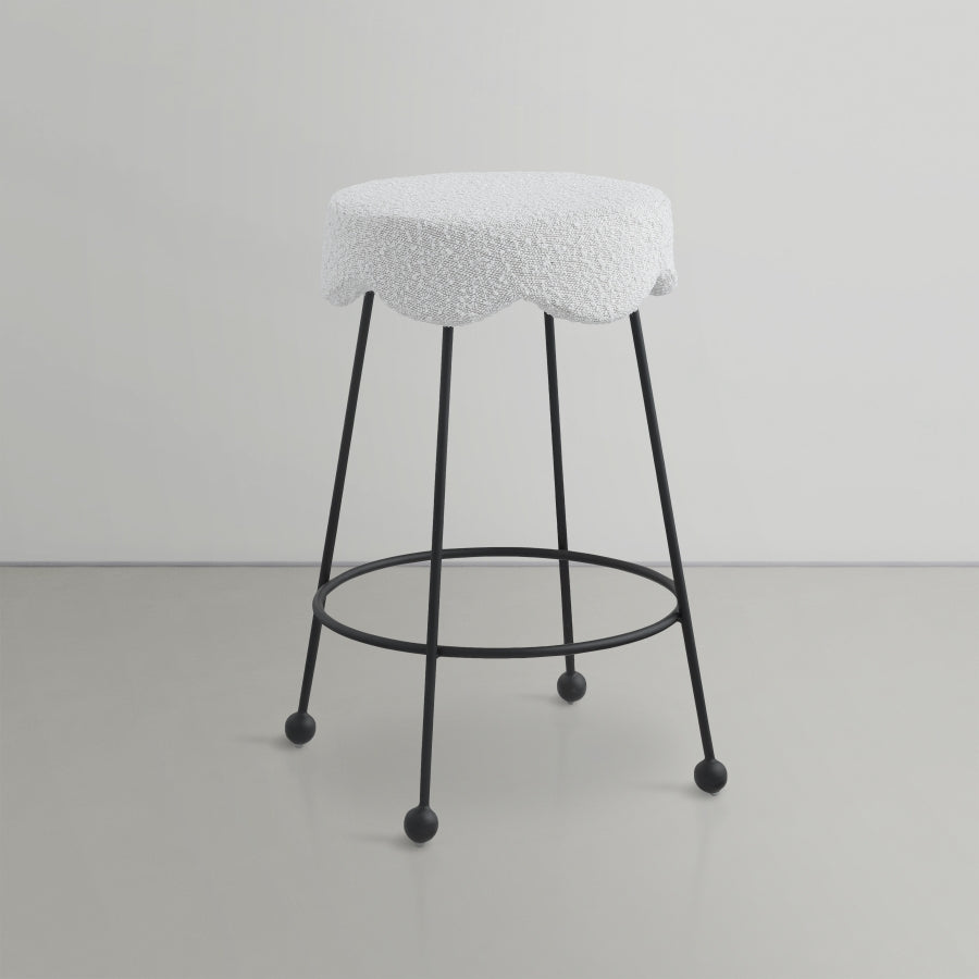 Fleur Boucle Fabric Counter Stool SKU: 513Green-C