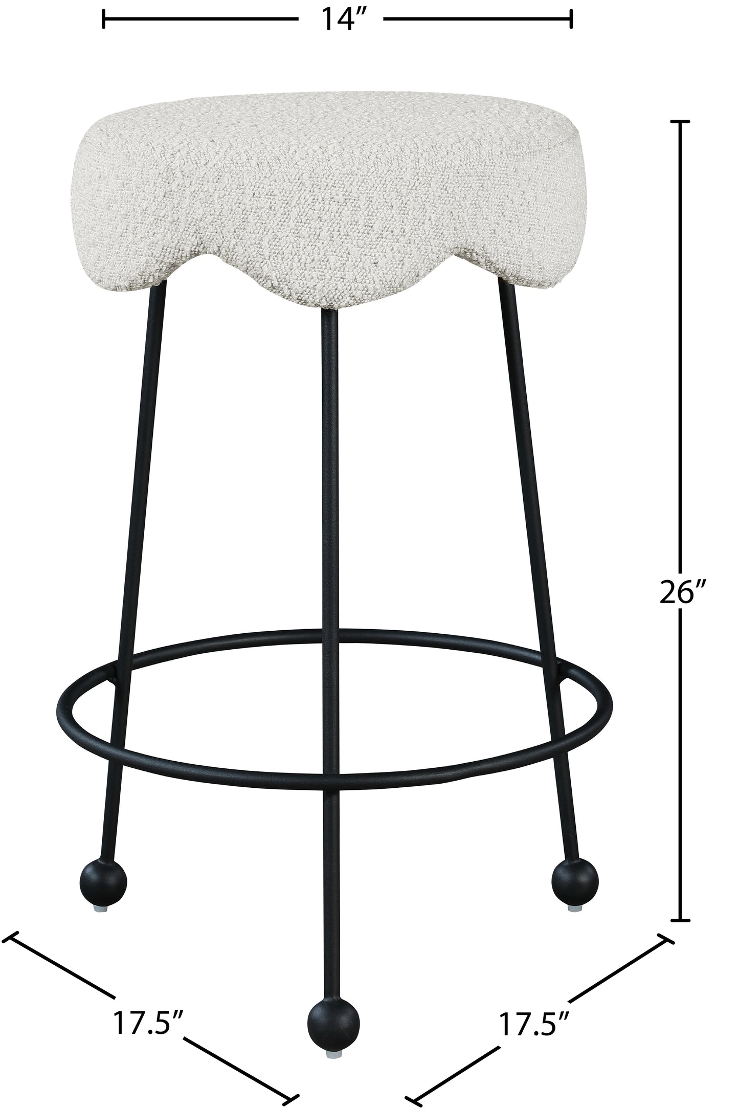 Fleur Boucle Fabric Counter Stool SKU: 513Green-C