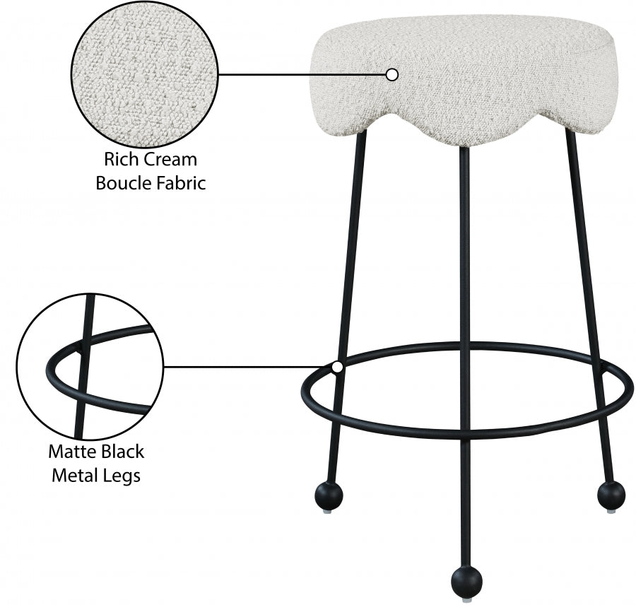 Fleur Boucle Fabric Counter Stool SKU: 513Green-C