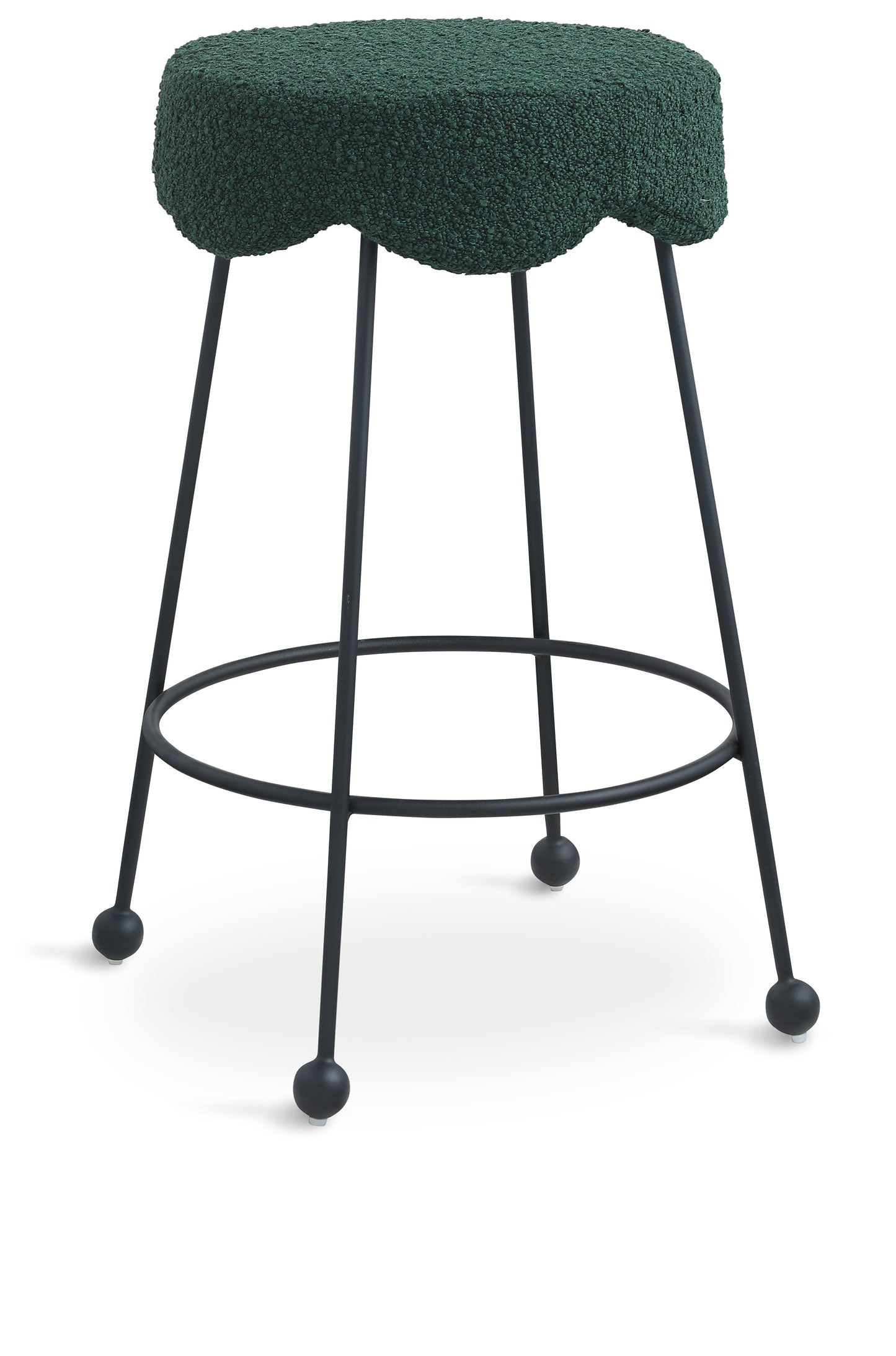 Fleur Boucle Fabric Counter Stool SKU: 513Green-C