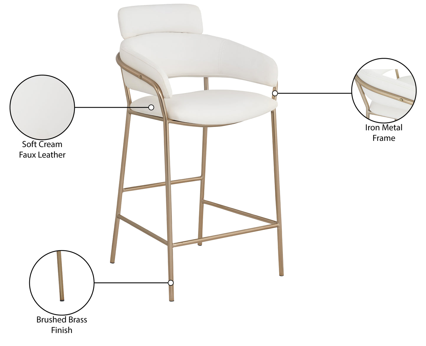 Yara Faux Leather Counter Stool SKU: 550Cream-C