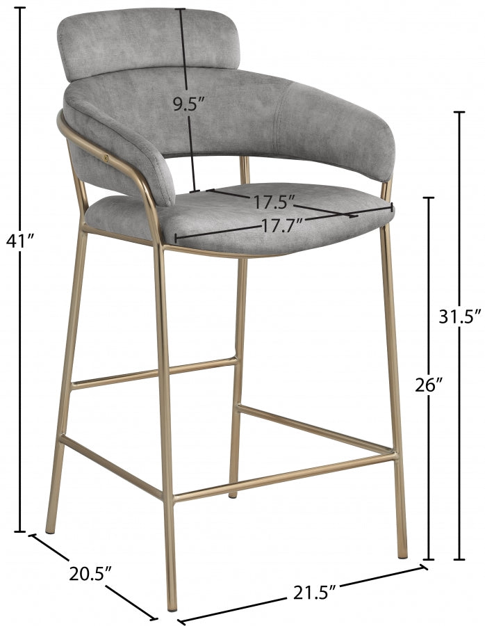 Yara Velvet Counter Stool SKU: 550Grey-C