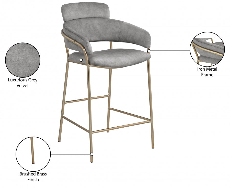 Yara Velvet Counter Stool SKU: 550Grey-C