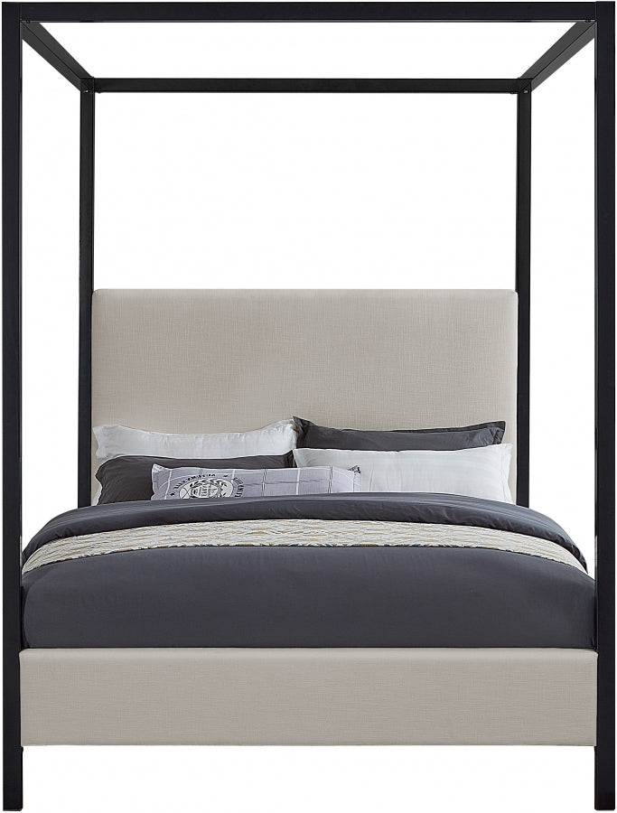 James Linen Textured Fabric Bed SKU: JamesBeige-K