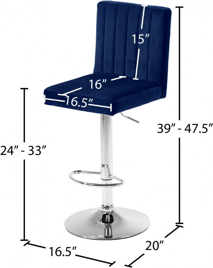 Joel Velvet Adjustable Bar | Counter Stool SKU: 710Navy