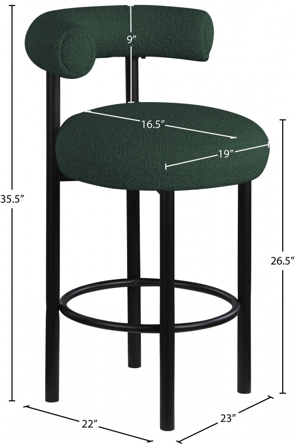 Bordeaux Boucle Fabric Stool SKU: 551Green-C