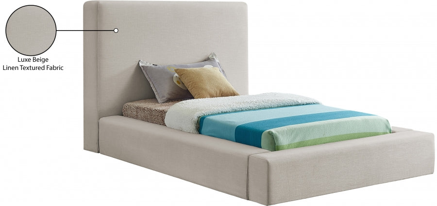 Devin Linen Textured Fabric Bed SKU: DevinBeige-T